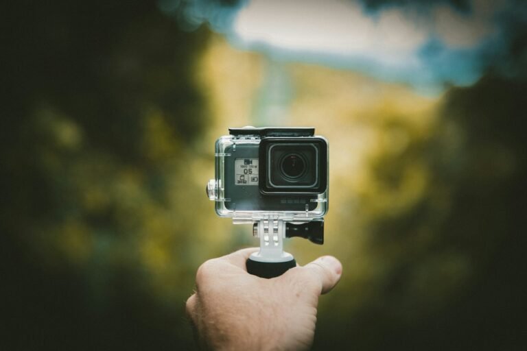 Person holding an action camera