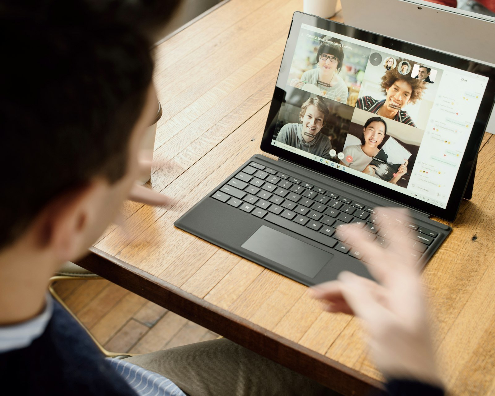Person on a laptop video call