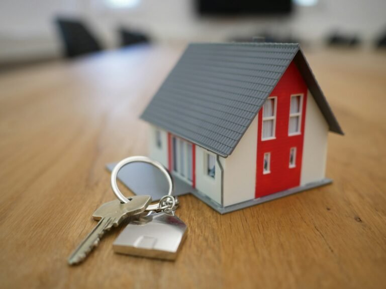 Miniature wooden house on a table
