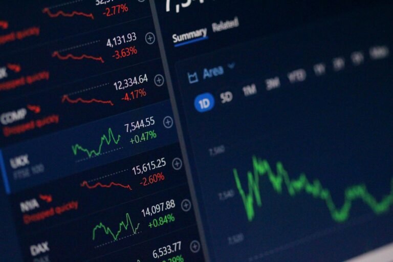 Stock chart on a screen